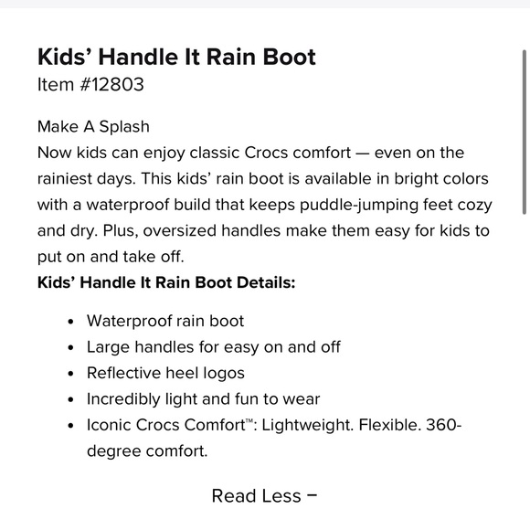 CROCS KIDS’ HANDLE IT RAIN BOOT - Picture 12 of 12